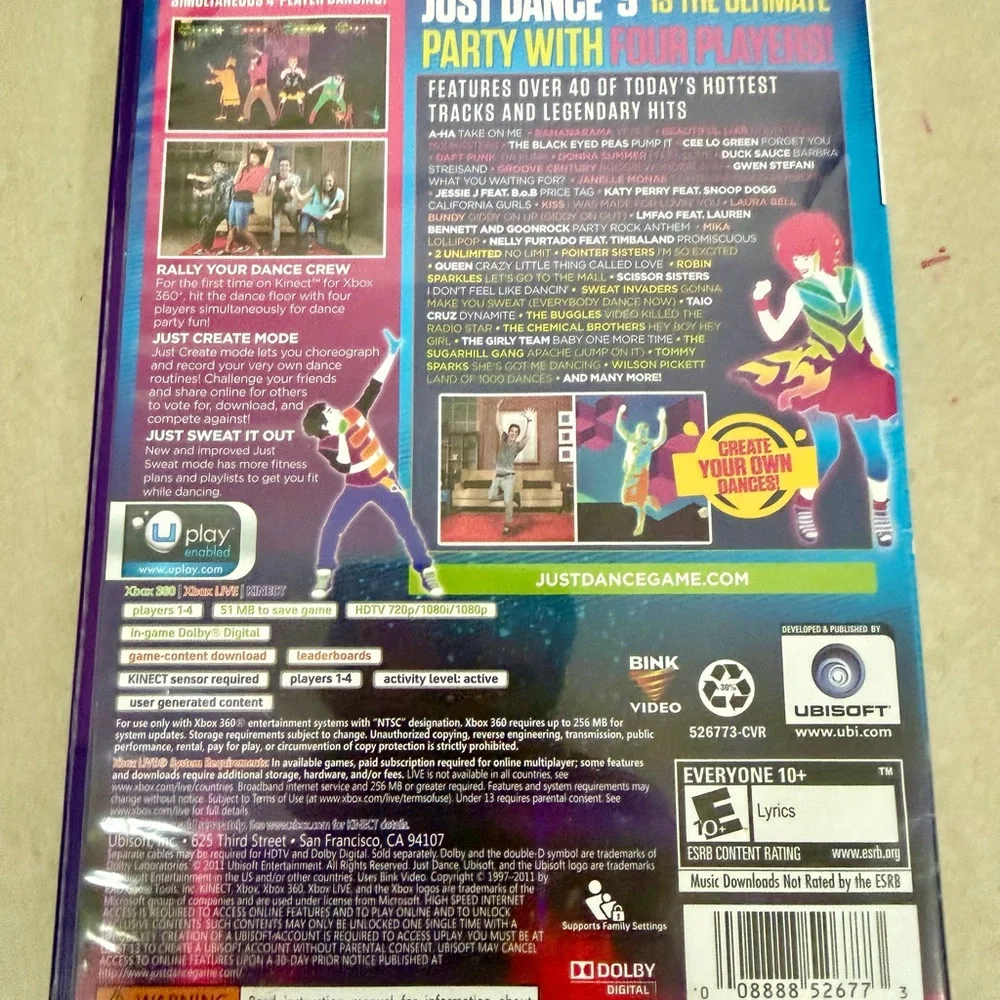 Dance LOT Dance Central 2 & Just Dance 3 Xbox 360 Kinect both WORK